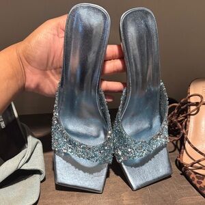 Elegant Blue Embellished Women's Heels